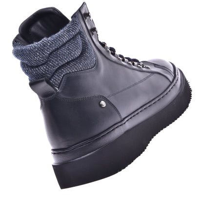 Bottes en cuir de veau brossé bleu