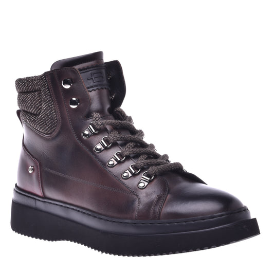 Bottes en cuir de veau brossé marron