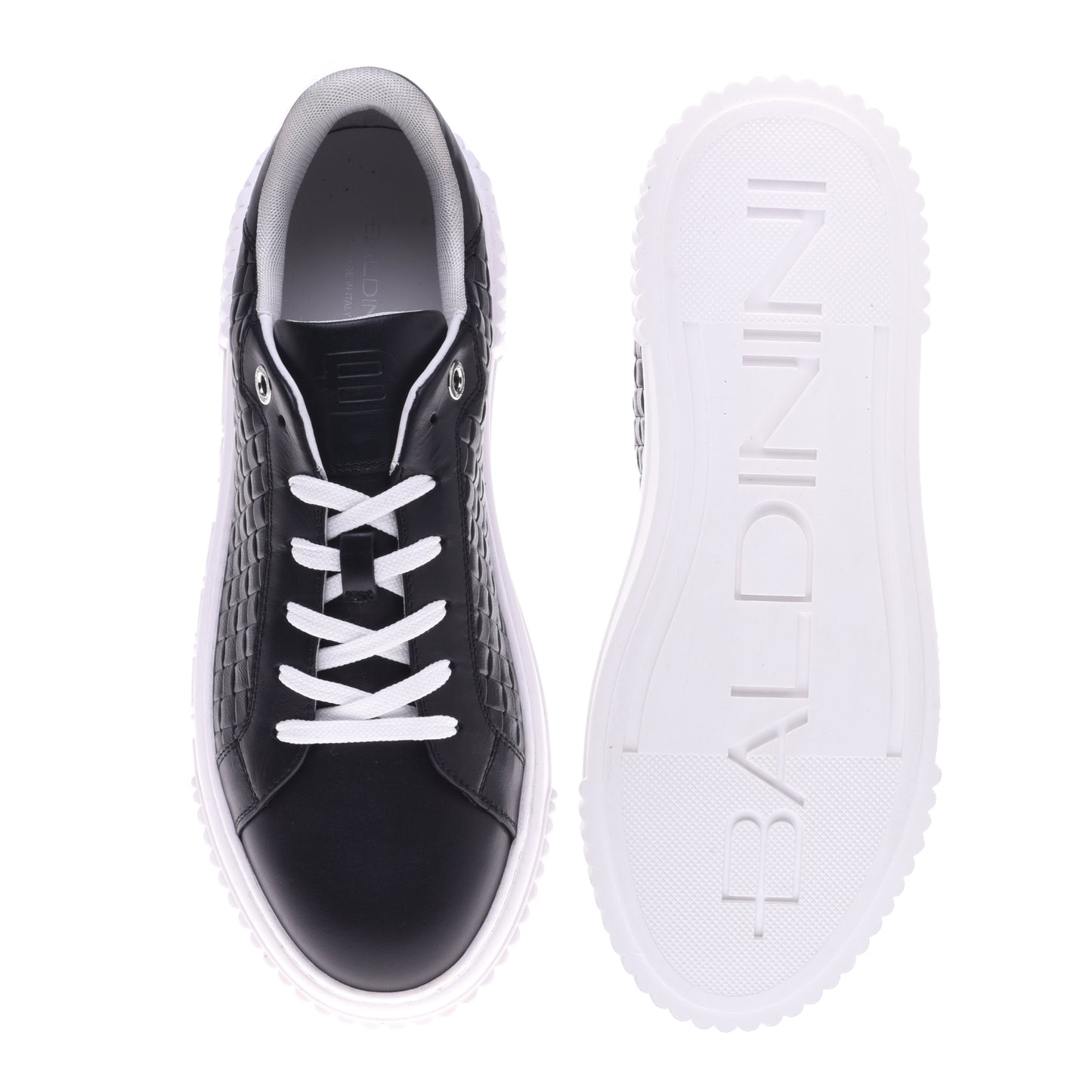 Sneakers noires à motif tressé