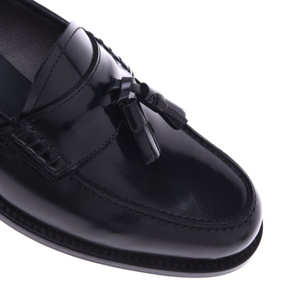 Mocassins noirs en cuir de veau brillant