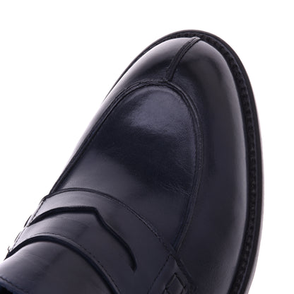 Mocassins bleus en cuir de veau