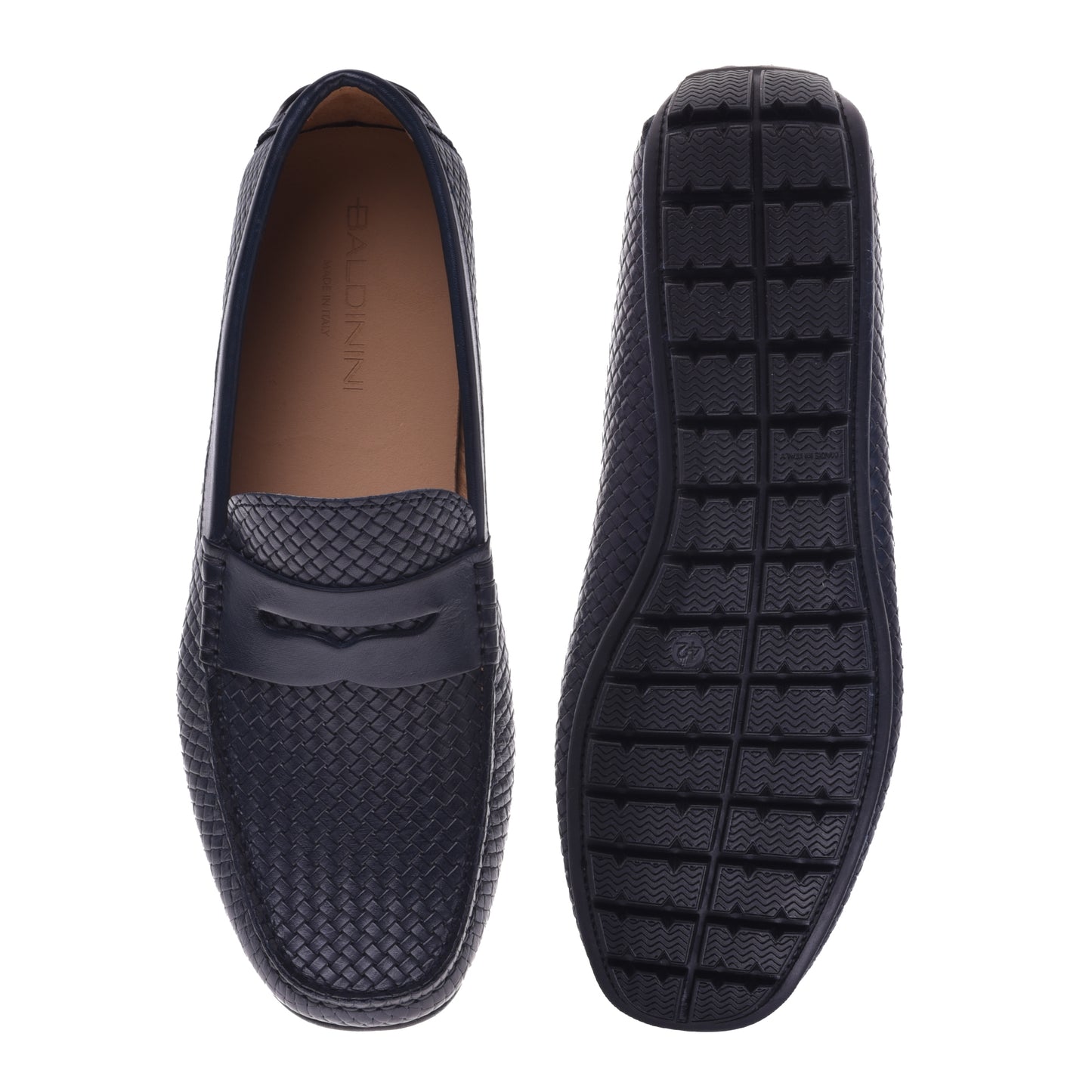 Mocassins bleus motif tressé