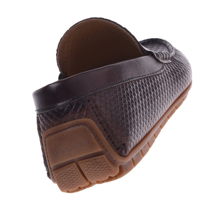 Mocassins brun foncé motif tressé