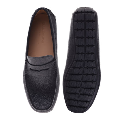 Mocassins noirs en cuir foulonné