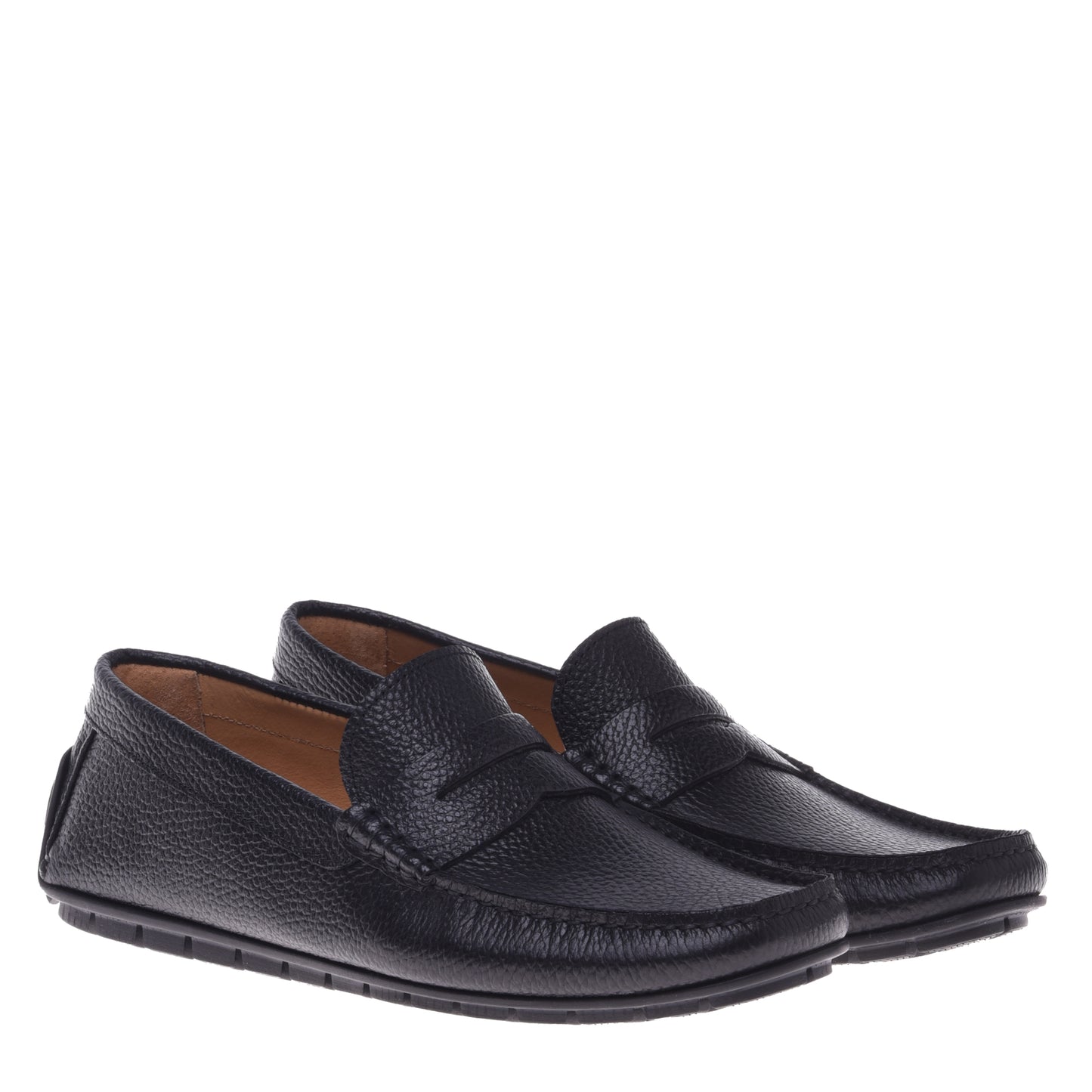 Mocassins noirs en cuir foulonné