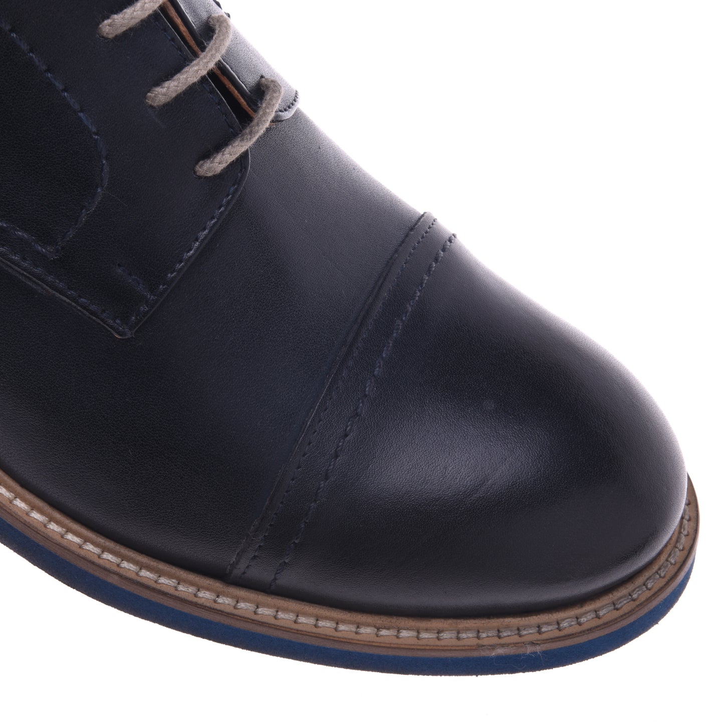 Derbies bleus en cuir de veau