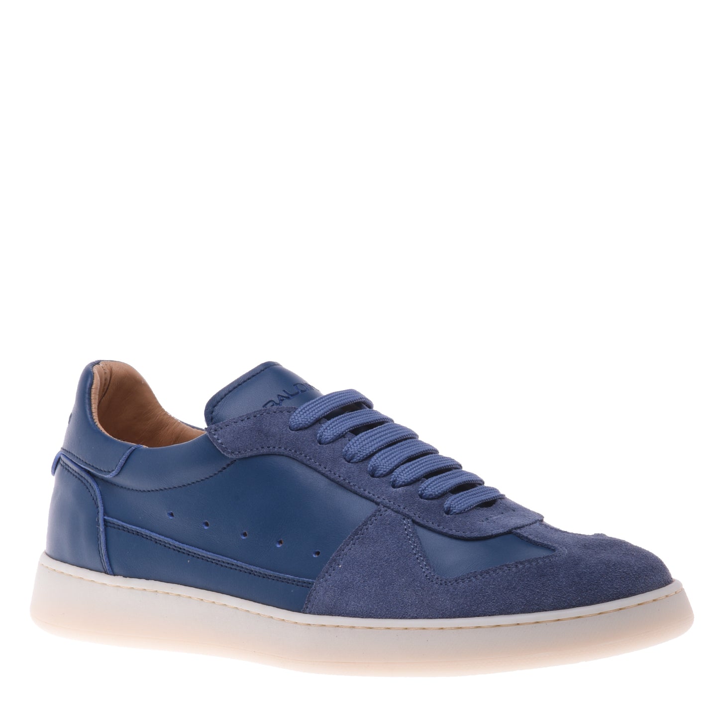 Sneakers denim en daim et cuir de veau