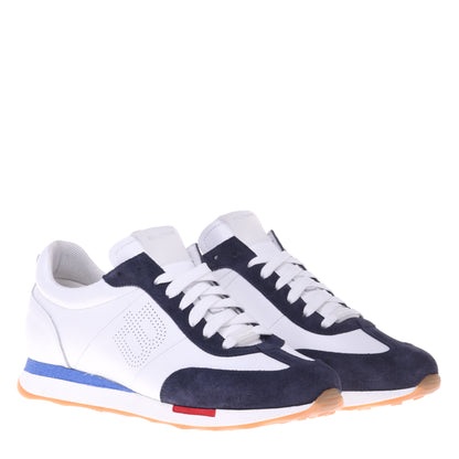 Sneakers en daim et cuir de veau bleu et blanc