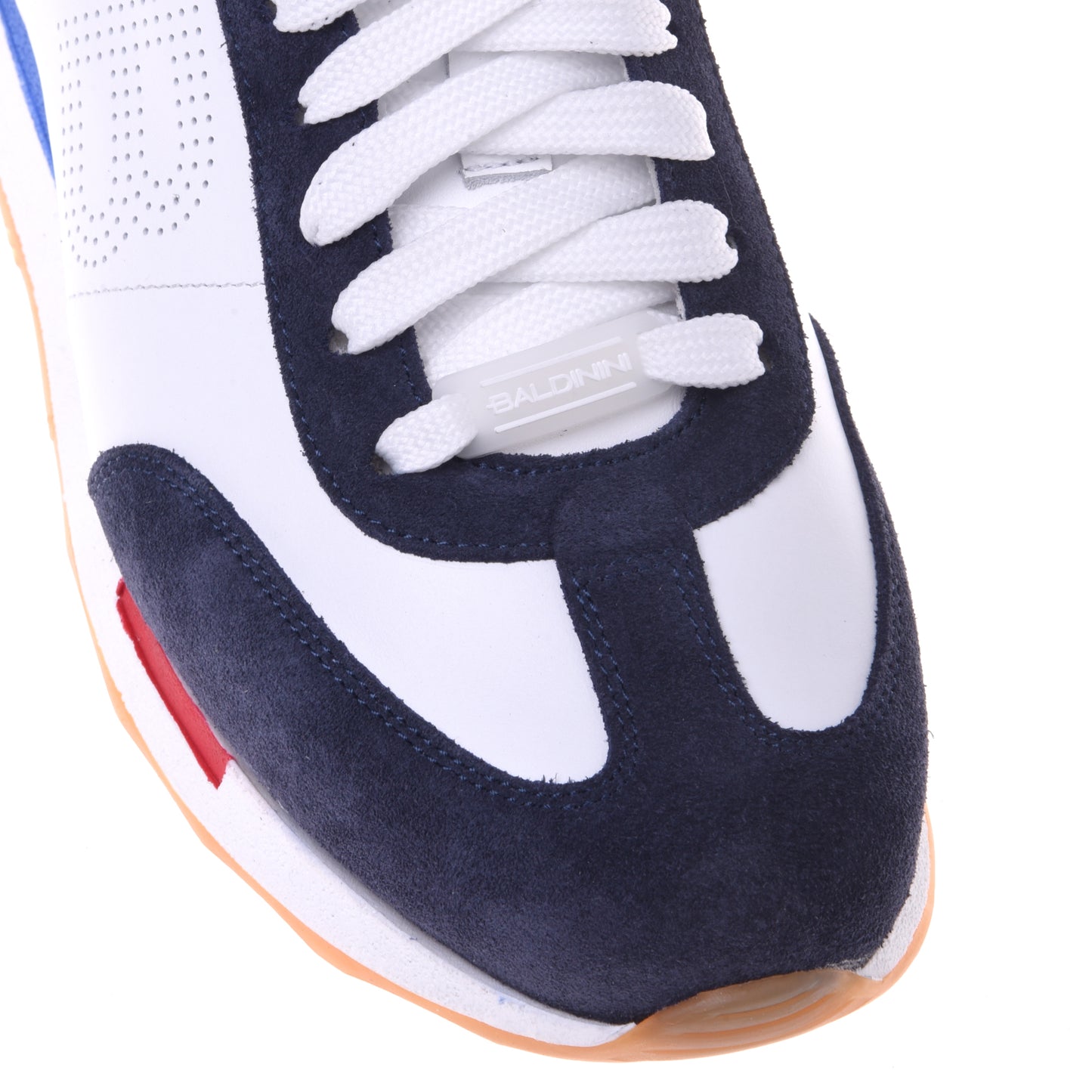 Sneakers en daim et cuir de veau bleu et blanc