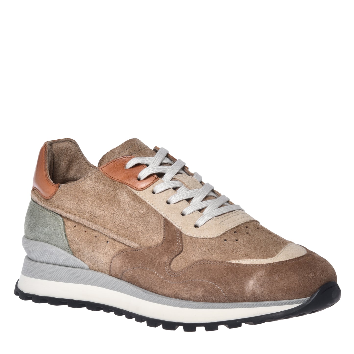 Sneakers en daim beige et taupe