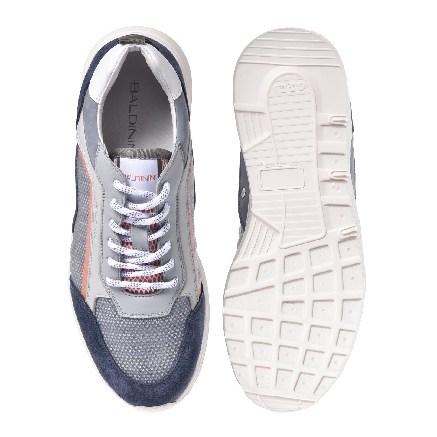 Sneakers denim en cuir et tissu