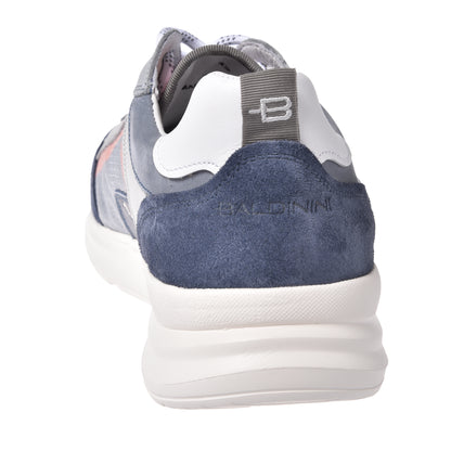 Sneakers denim en cuir et tissu