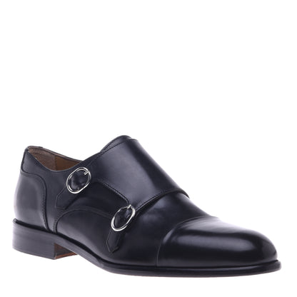 Chaussures Oxford avec deux boucles en cuir de veau noir