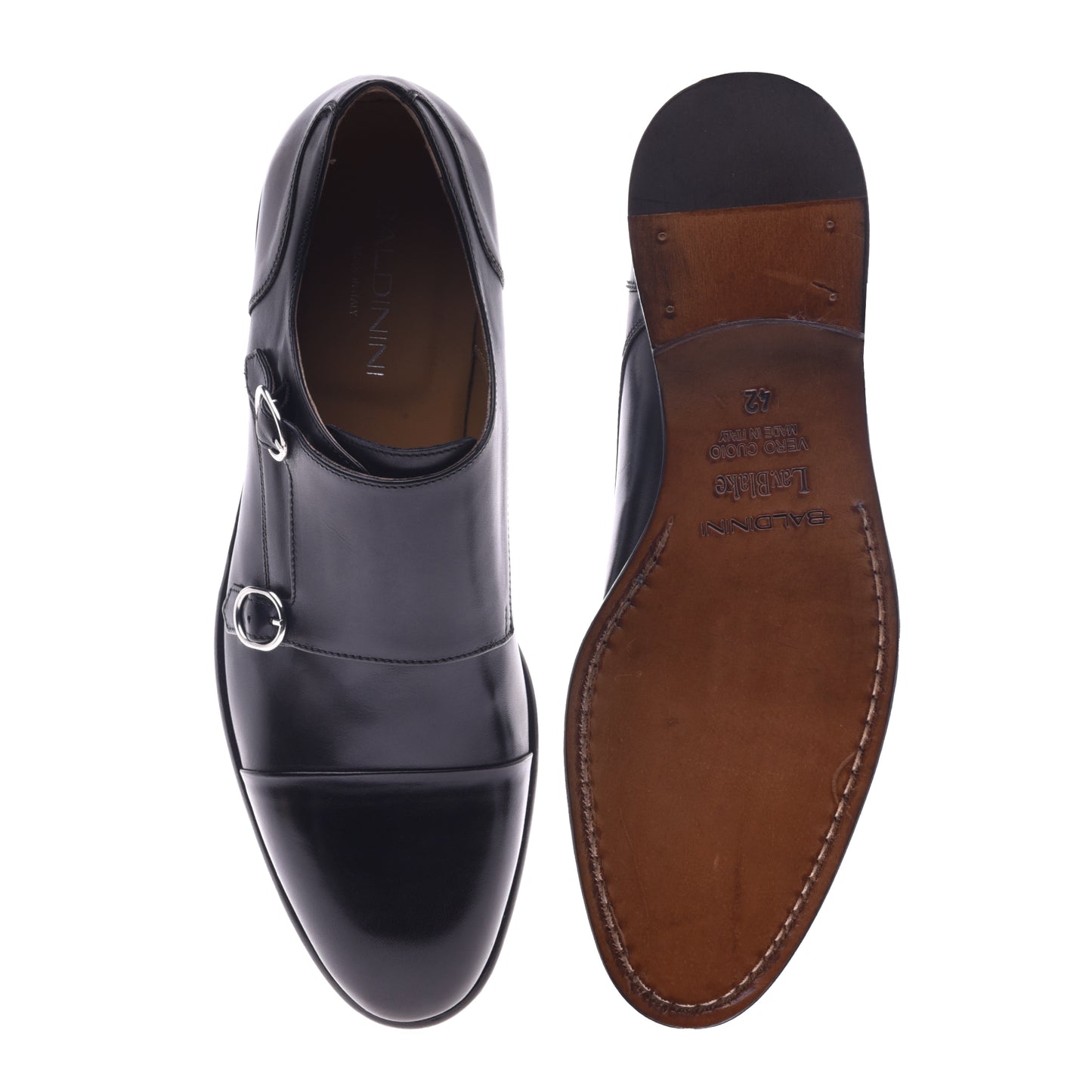 Chaussures Oxford avec deux boucles en cuir de veau noir