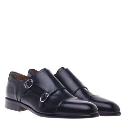 Chaussures Oxford avec deux boucles en cuir de veau noir