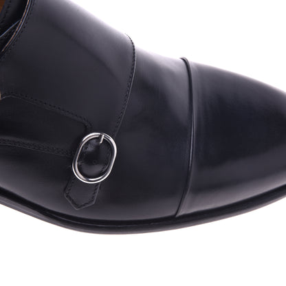 Chaussures Oxford avec deux boucles en cuir de veau noir