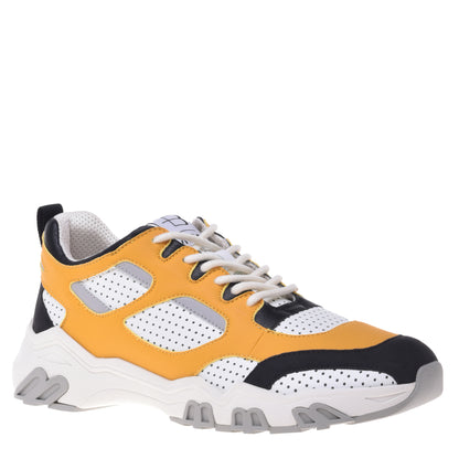 Sneakers noir et jaune en éco-cuir