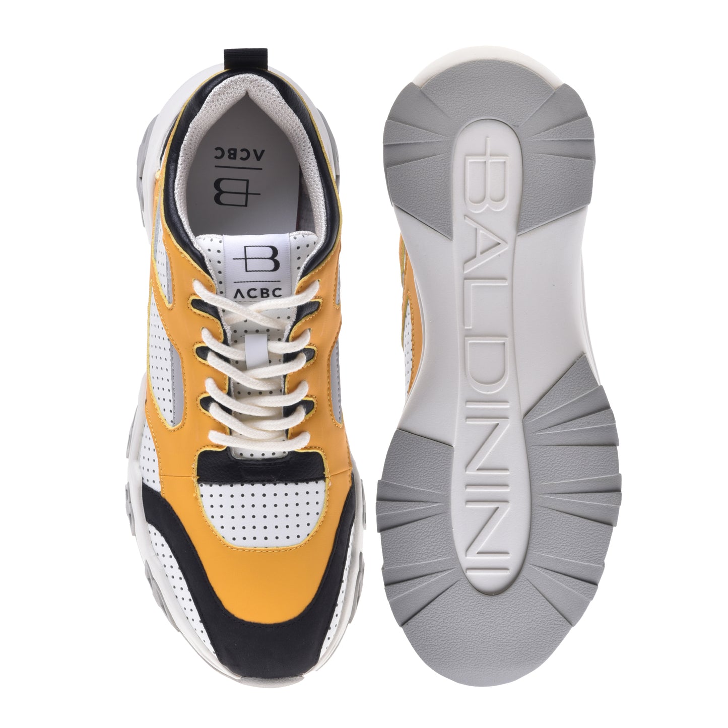 Sneakers noir et jaune en éco-cuir