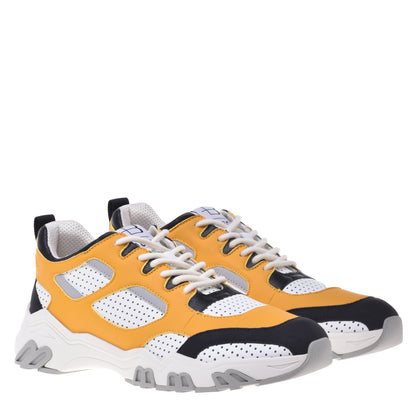 Sneakers noir et jaune en éco-cuir