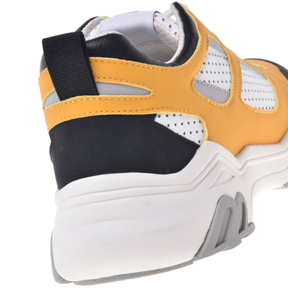 Sneakers noir et jaune en éco-cuir