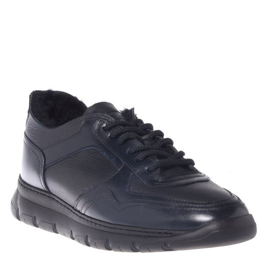 Baskets en cuir bleu foncé