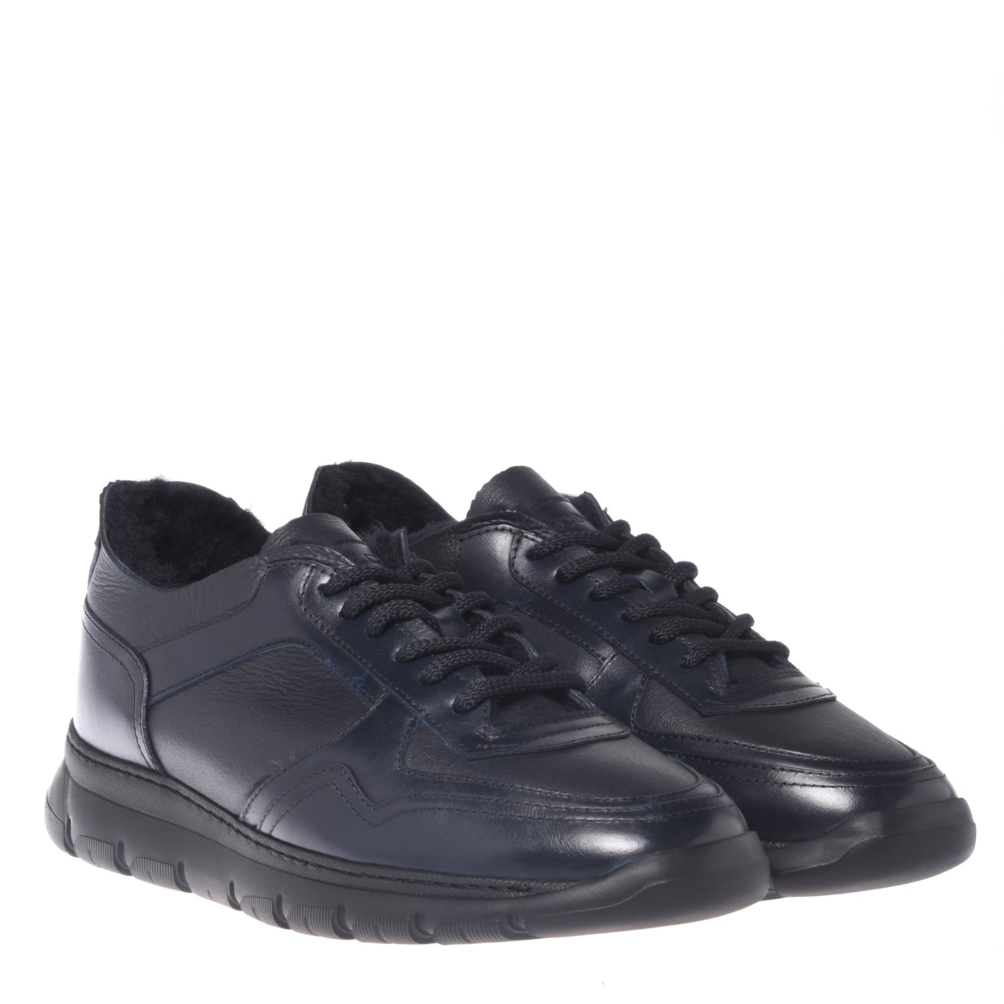 Baskets en cuir bleu foncé