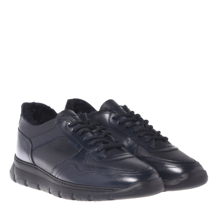 Baskets en cuir bleu foncé