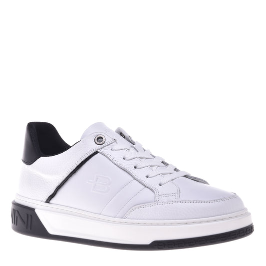 Baskets en cuir foulonné et cuir blanc