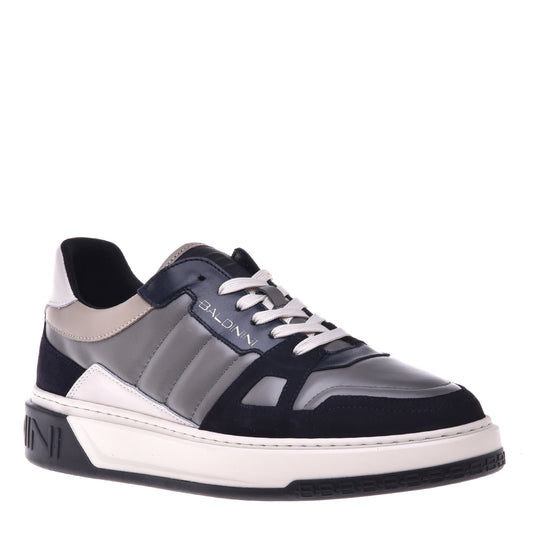 Baskets en daim et cuir bleu et gris