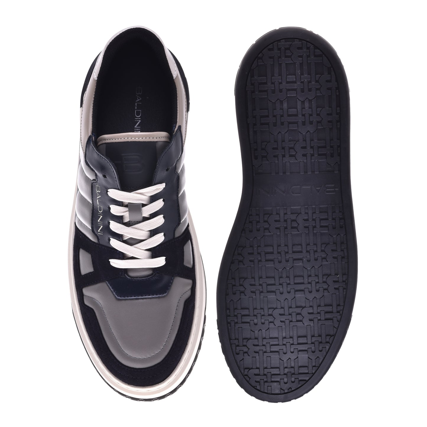 Baskets en daim et cuir bleu et gris