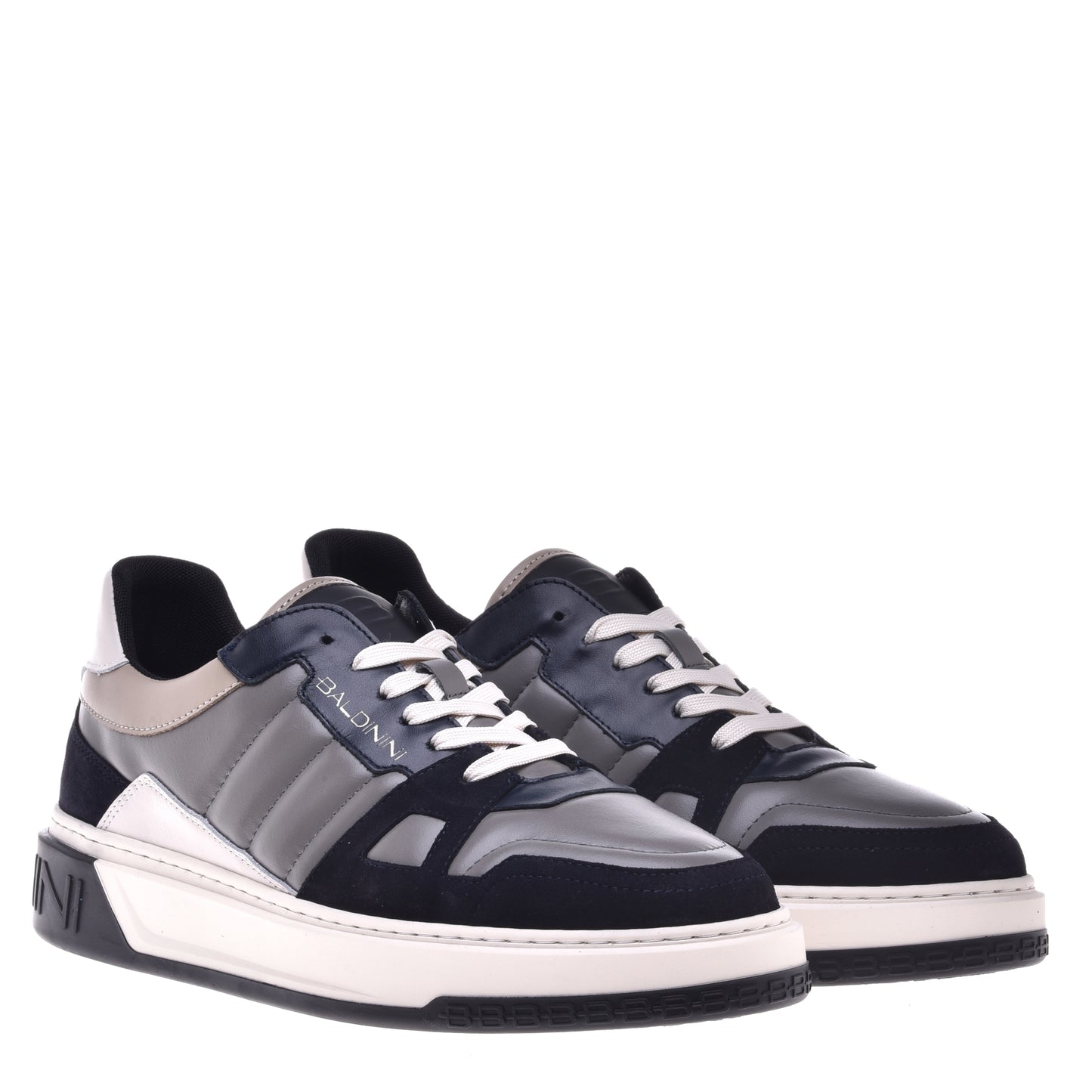 Baskets en daim et cuir bleu et gris