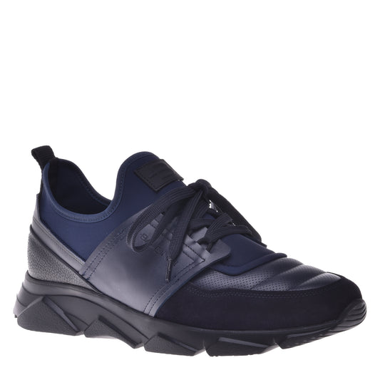 Baskets en daim et cuir bleu foncé