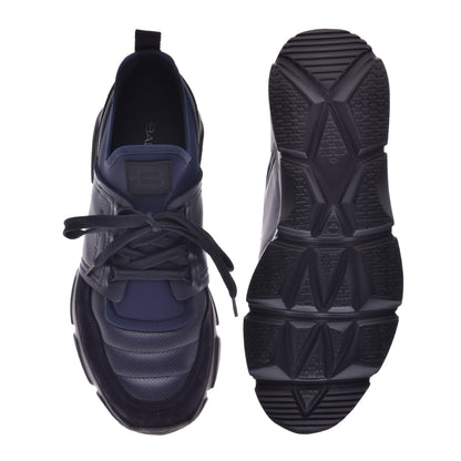 Baskets en daim et cuir bleu foncé