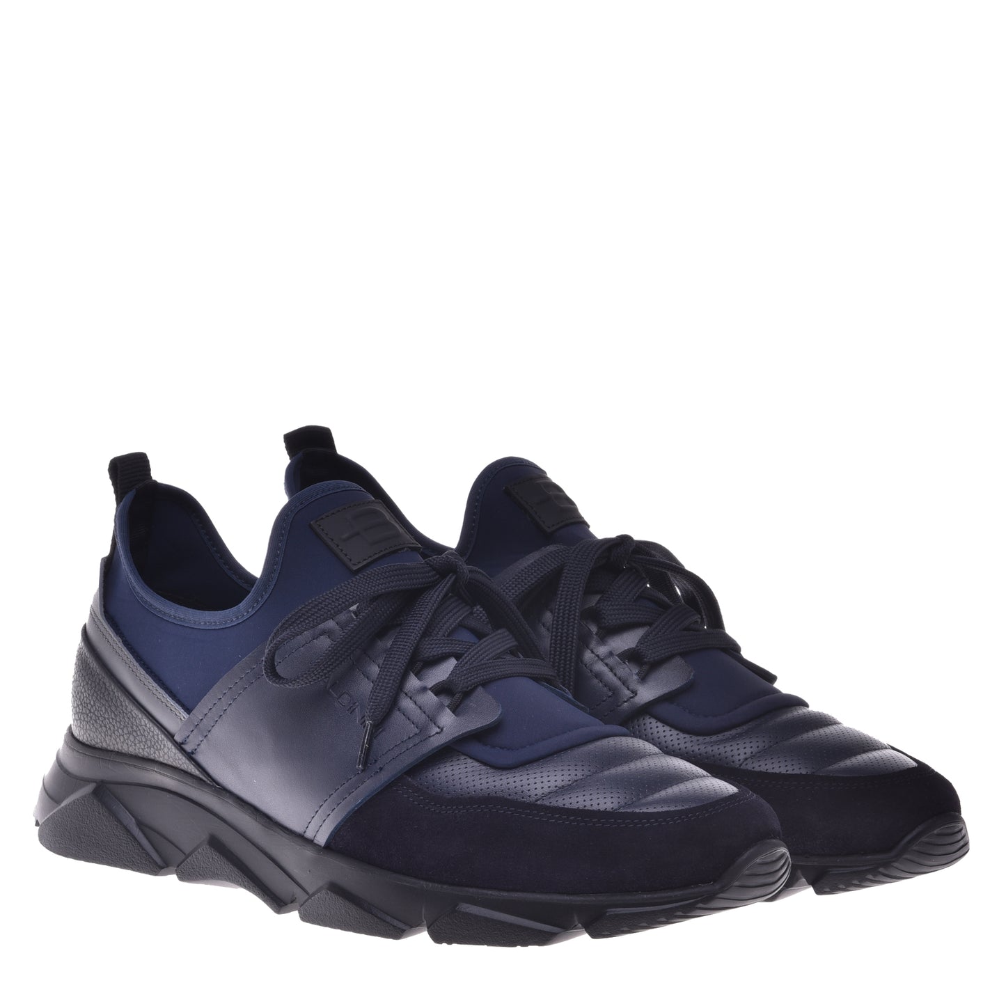Baskets en daim et cuir bleu foncé