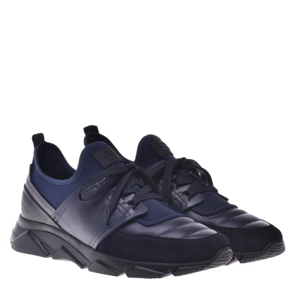 Baskets en daim et cuir bleu foncé