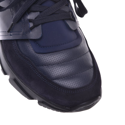 Baskets en daim et cuir bleu foncé