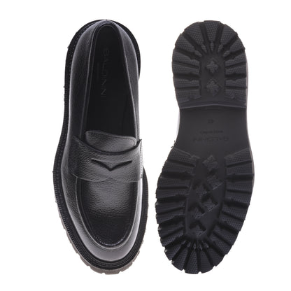 Mocassins noirs en cuir foulonné