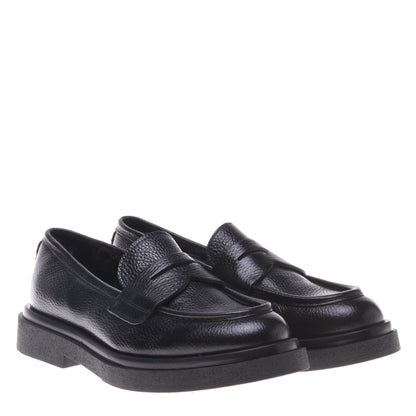 Mocassins noirs en cuir foulonné