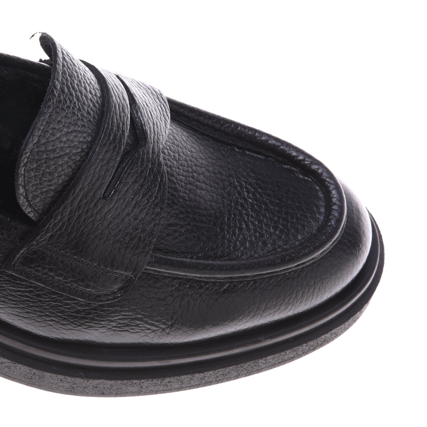 Mocassins noirs en cuir foulonné