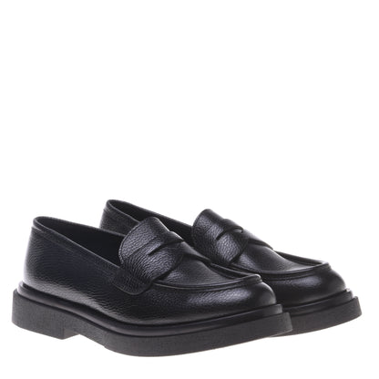 Mocassins noirs en cuir foulonné