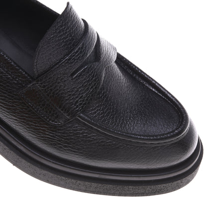 Mocassins noirs en cuir foulonné