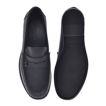 Mocassins noirs en cuir foulonné