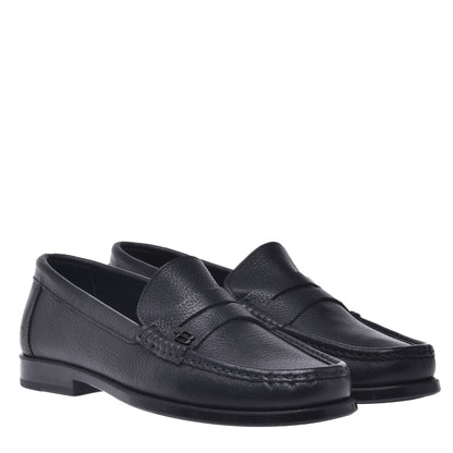 Mocassins noirs en cuir foulonné