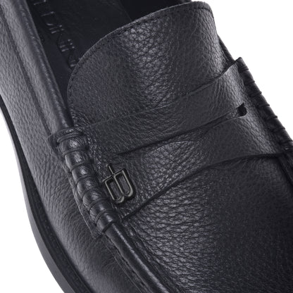 Mocassins noirs en cuir foulonné