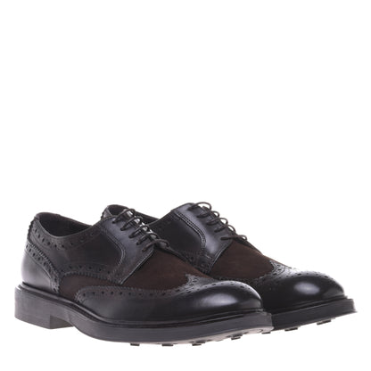 Derbies marron foncé en daim et cuir