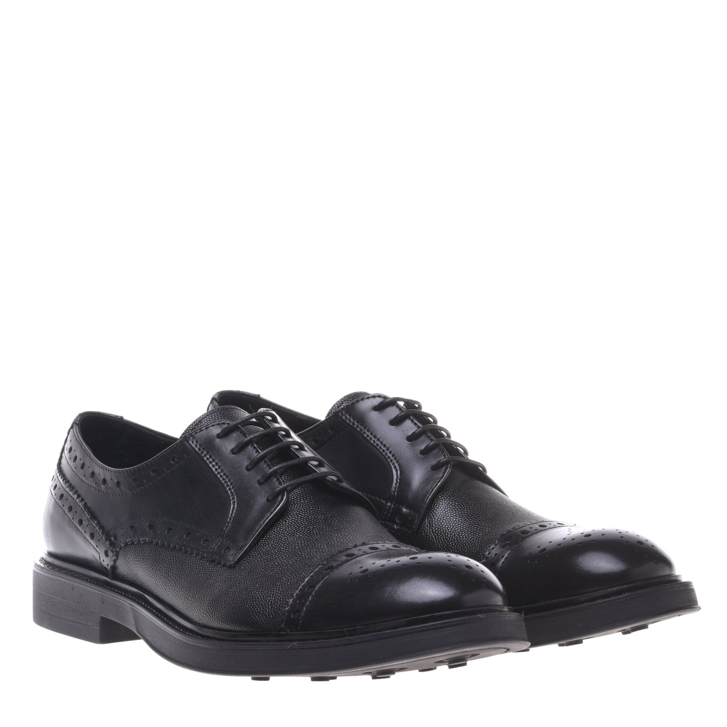 Derbies en cuir imprimé noir