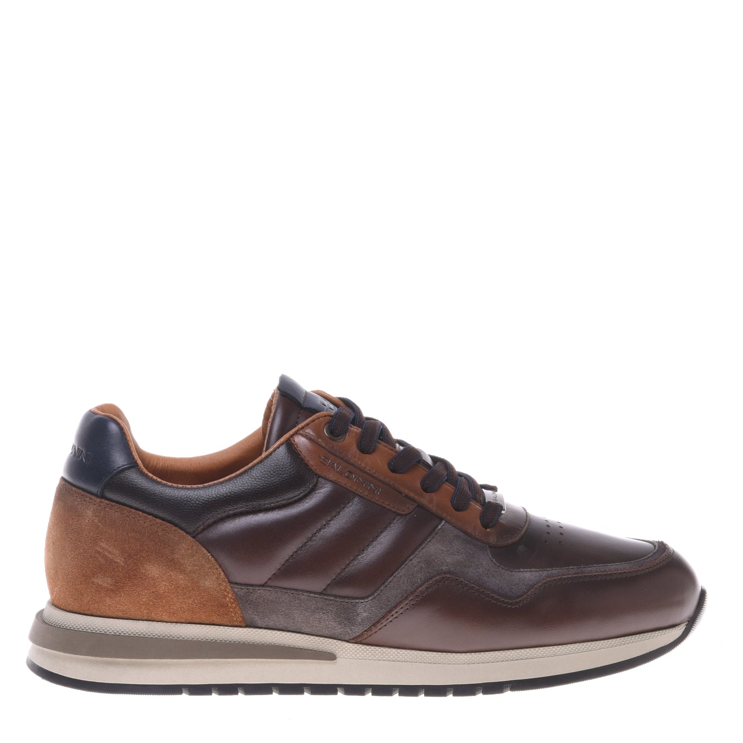 Sneakers en cuir et daim marron