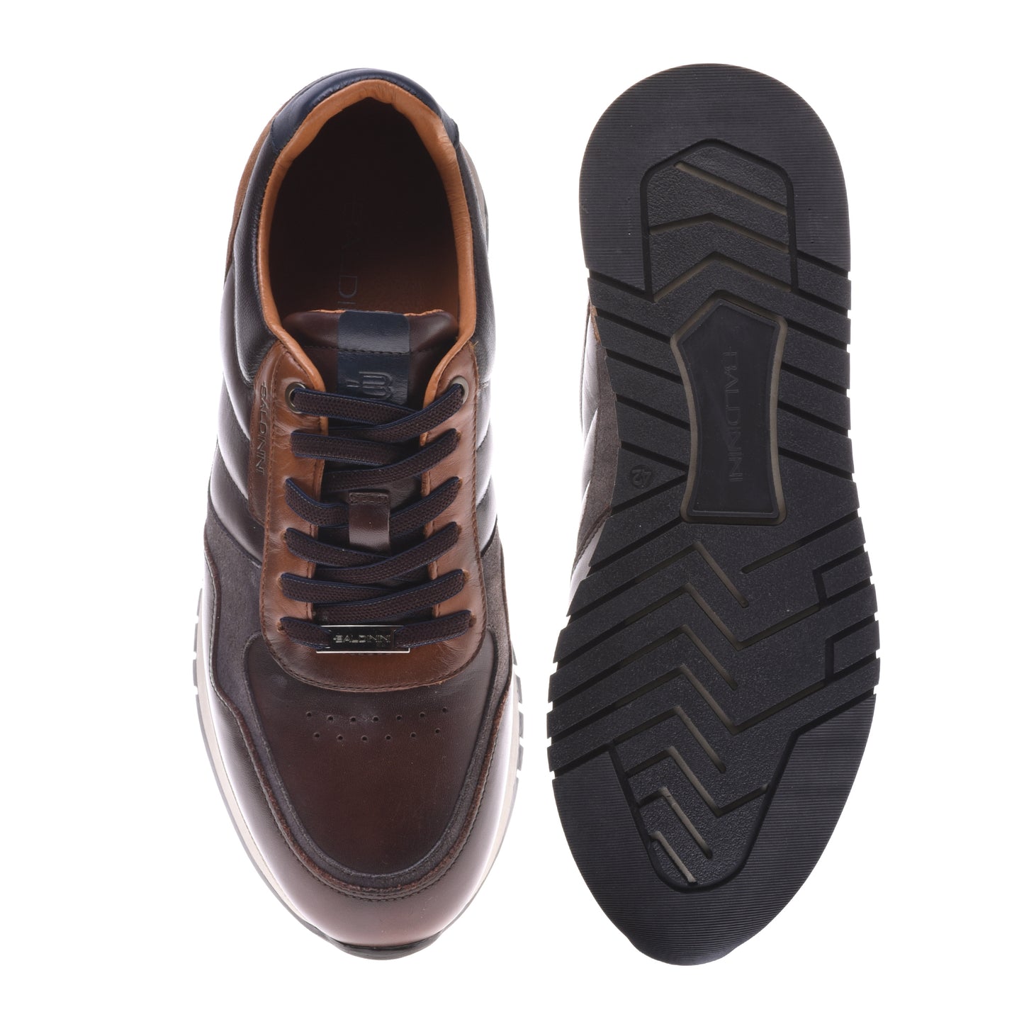 Sneakers en cuir et daim marron