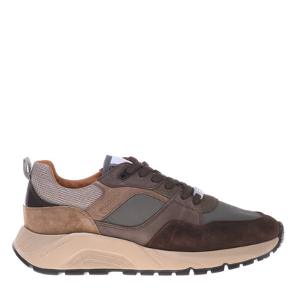 Sneakers en daim marron et tissu marron