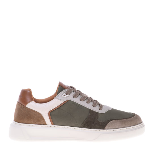 Sneakers en daim et cuir beige et vert